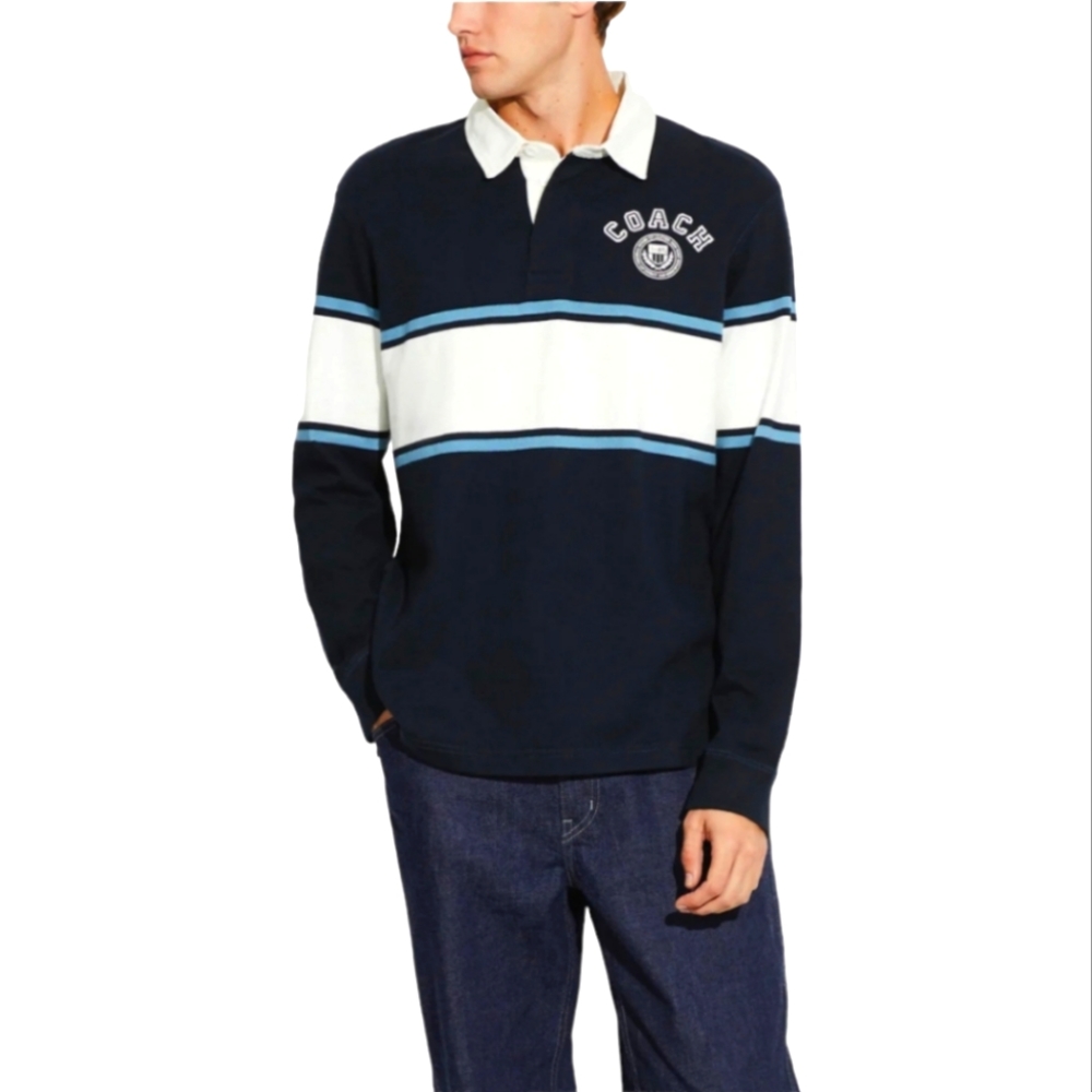 NWT Men's Coach Rugby Polo (Blue/White) Sz. XSmall